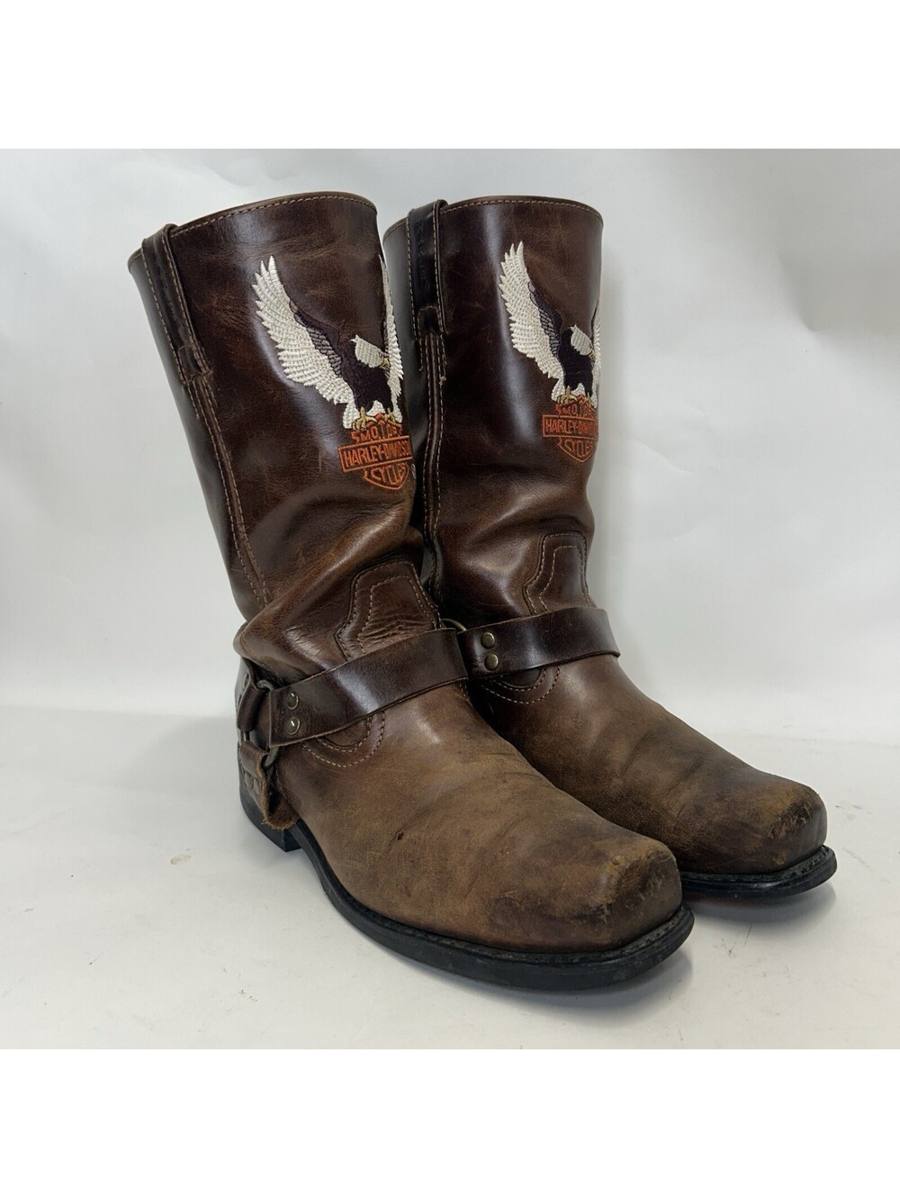Vintage Harley-Davidson Embroidered Harness Boots “Brown”